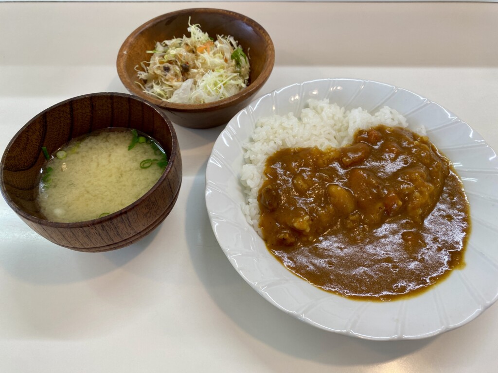 サラダ、味噌汁、セットのカレーライス